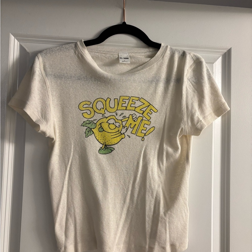 Re/Done Off-White Tee Lemon